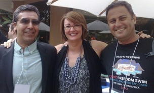 Shelley Taylor-Smith with Steven Munatones and Ram Barkai 